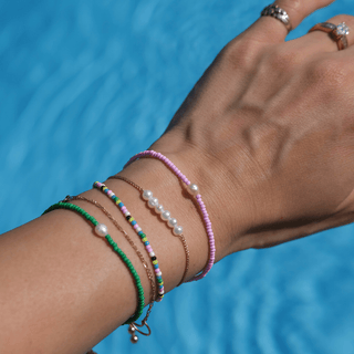 Colorful Seed Bead Bracelet - Nickel & Suede