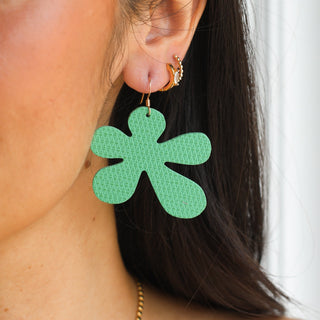 Cool Jade Basic Poppy Flower Statement Earrings - Nickel & Suede
