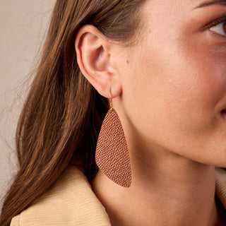 Copper Rose Evie Leather Earrings - Nickel & Suede