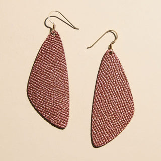Copper Rose Evie Leather Earrings - Nickel & Suede