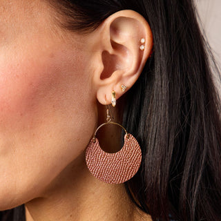 Copper Rose Nina Leather Hoop Earrings - Nickel & Suede
