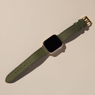 Cordura® Army Green Apple Watch Band - Nickel & Suede