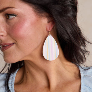Cotton Candy Stripe Teardrops - Nickel & Suede