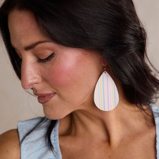 Cotton Candy Stripe Teardrops - Nickel & Suede