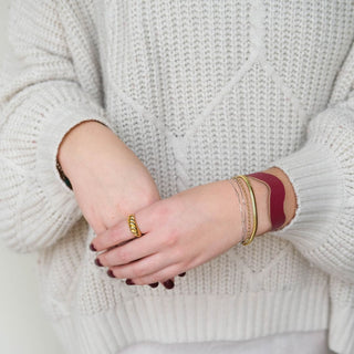 Cranberry Squiggle Leather Cuff Bracelet - Nickel & Suede