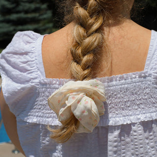 Cream Floral Oversized Scrunchie - Nickel & Suede