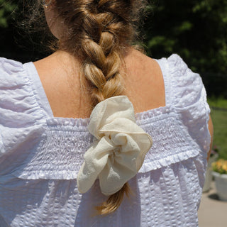 Cream Oversized Scrunchie - Nickel & Suede