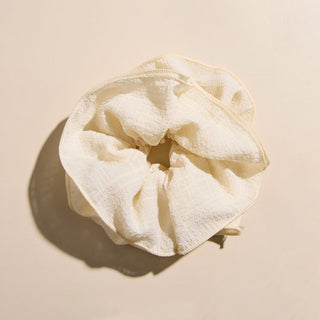 Cream Oversized Scrunchie - Nickel & Suede