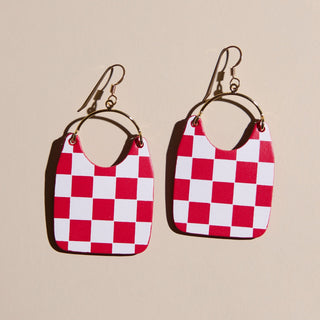 Crimson Checkmate Charlies - Nickel & Suede