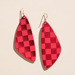 Crimson Checkmate Evies - Nickel & Suede