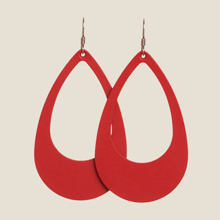 Crimson Cut-Out Hoop Leather Earrings - Nickel & Suede