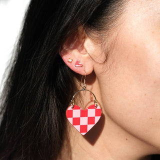 Crimson & Pink Checkmate Lover - Nickel & Suede