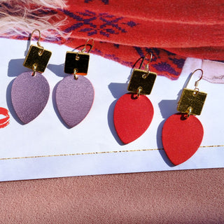 Crimson Shimmer Holiday Lights Statement Earrings - Nickel & Suede