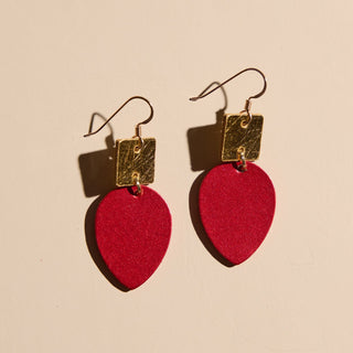 Crimson Shimmer Holiday Lights Statement Earrings - Nickel & Suede