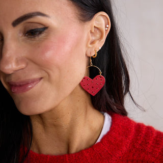 Crimson Shimmer Jeweled Harlow - Nickel & Suede