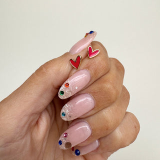 Crimson Sweetheart Studs - Nickel & Suede