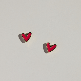 Crimson Sweetheart Studs - Nickel & Suede