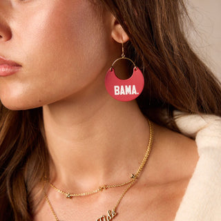 Crimson University of Alabama BAMA Nina Leather Hoop Earrings - Nickel & Suede