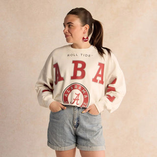Crimson University of Alabama Roll Tide Nina Leather Hoop Earrings - Nickel & Suede