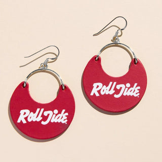 Crimson University of Alabama Roll Tide Nina Leather Hoop Earrings - Nickel & Suede