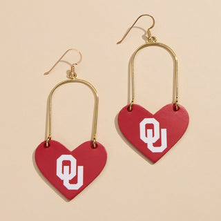 Crimson University of Oklahoma Heartthrobs - Nickel & Suede