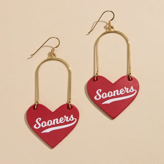 Crimson University of Oklahoma Sooners Heartthrobs - Nickel & Suede