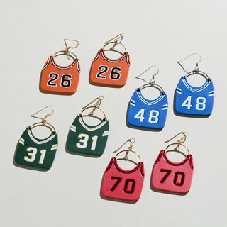 Custom Basketball Jersey Earrings - Nickel & Suede