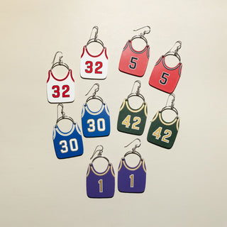 Custom Basketball Jersey Earrings - Nickel & Suede