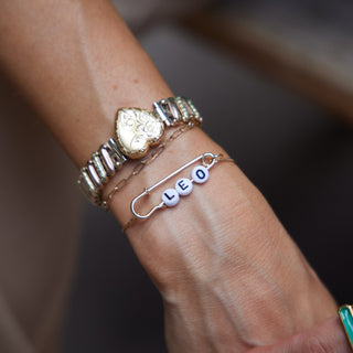 Custom Safety Pin Bolo Bracelet - Nickel & Suede