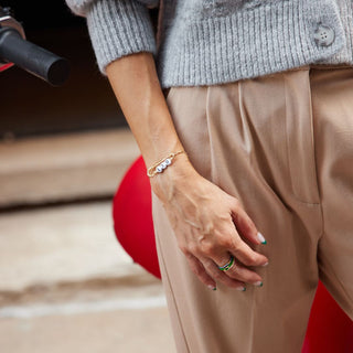 Custom Safety Pin Bolo Bracelet - Nickel & Suede