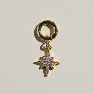 CZ Starburst Charm - Nickel & Suede