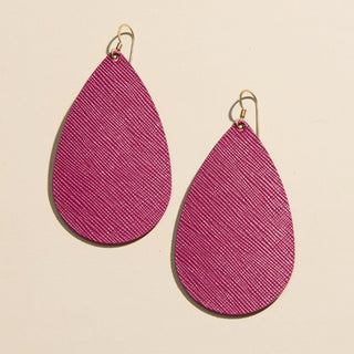 Dark Cherry Teardrops - Nickel & Suede