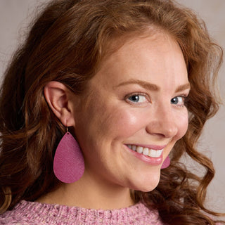 Dark Cherry Teardrops - Nickel & Suede