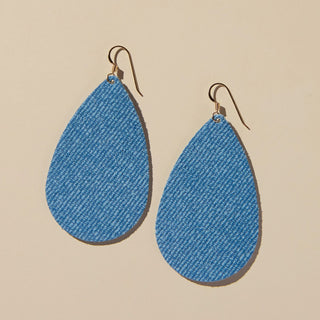 Denim Suede Teardrops - Nickel & Suede