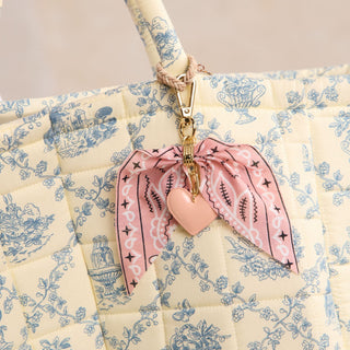 Desert Rose Bandana Bag Charm - Nickel & Suede