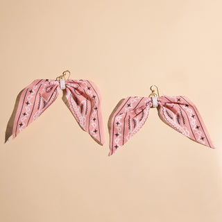Desert Rose Bandana Earrings - Nickel & Suede