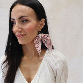 Desert Rose Bandana Earrings - Nickel & Suede