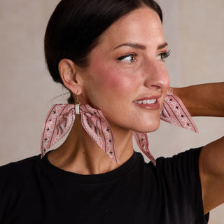 Desert Rose Bandana Earrings - Nickel & Suede