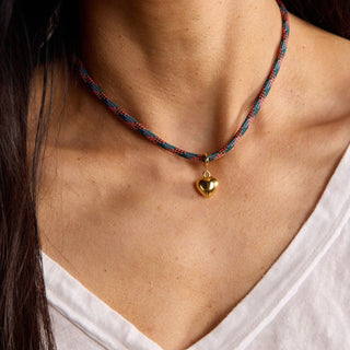 Desert Spice Minimalist Cord Necklace - Nickel & Suede