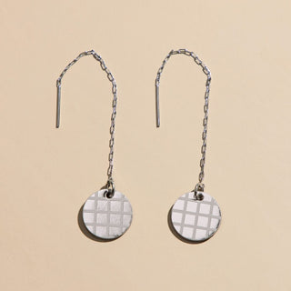 Disco Ball Threader Earrings - Nickel & Suede