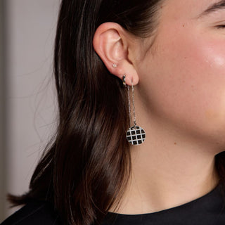 Disco Ball Threader Earrings - Nickel & Suede