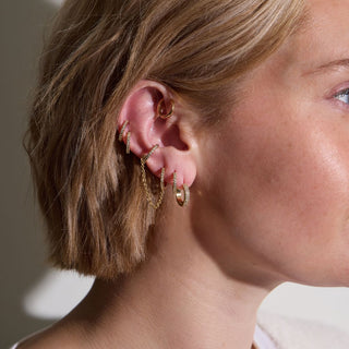 Double Pavé Huggie - Nickel & Suede