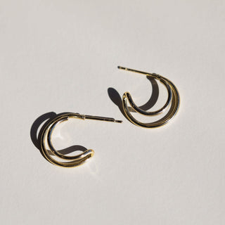 Double Twist Hoops - Nickel & Suede