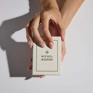 Earring Box - Nickel & Suede