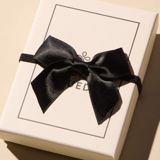 Earring Box Gift Wrap - 1 Black Bow - Nickel & Suede