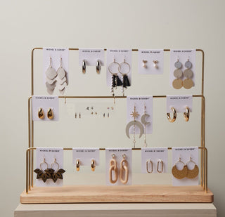 Earring Display Stand - Nickel & Suede