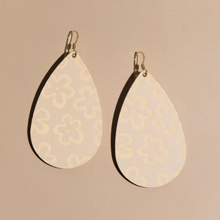 Ecru Bloomscape Teardrops - Nickel & Suede