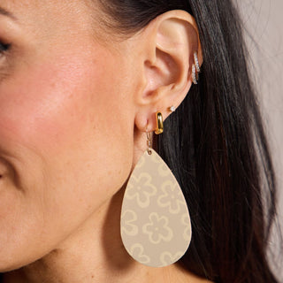 Ecru Bloomscape Teardrops - Nickel & Suede