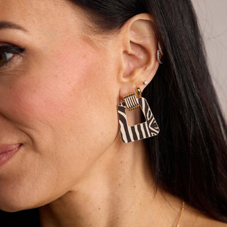 Ecru & Brown Zebra Avery - Nickel & Suede