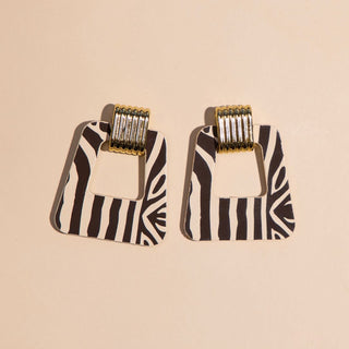 Ecru & Brown Zebra Avery - Nickel & Suede